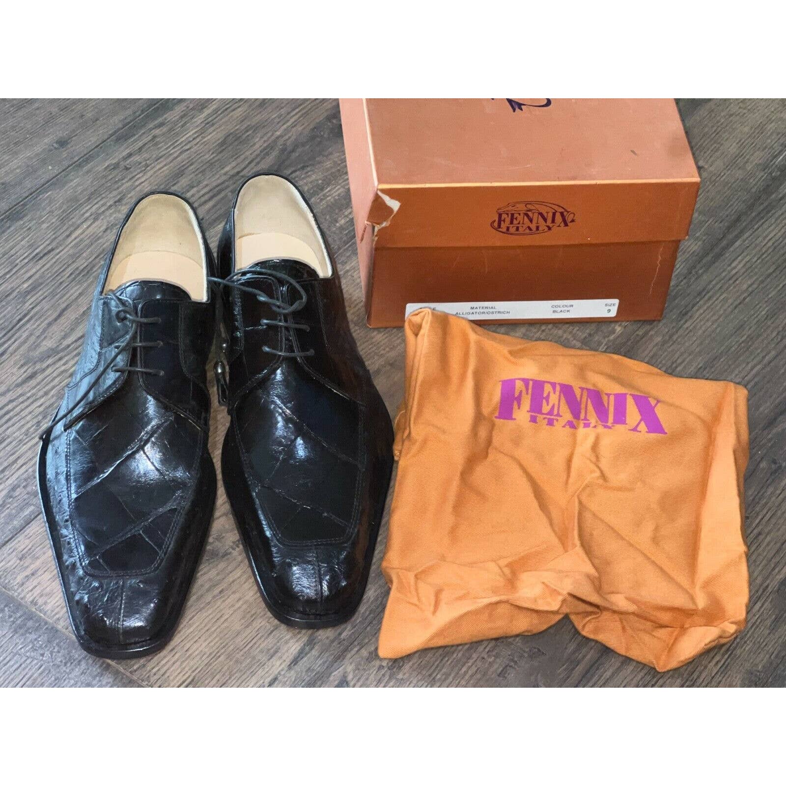 Fennix Alligator And Ostrich Dress Shoes Sz 9 Nos